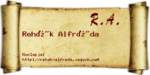 Rehák Alfréda névjegykártya